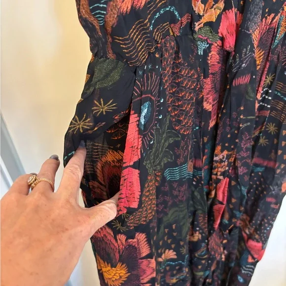 FARM Rio Black and Orange Flutter Sleeve Maxi Sundress - Picture 6 of 11